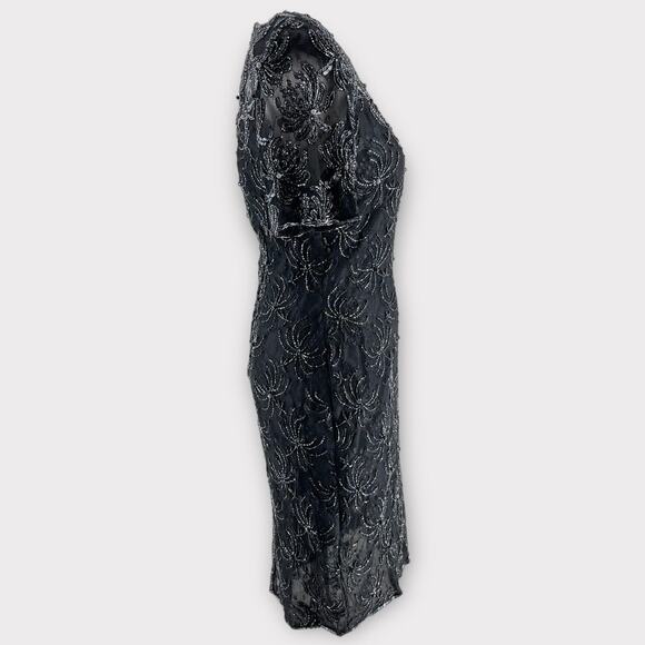 Vintage Y2K Beaded Black Beaded Spider Deco Dress Goth 8 Robert Anthony - Picture 7 of 11